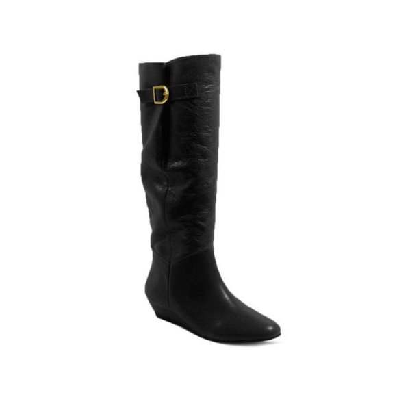 Steve Madden INTYCE BLACK LEATHER BOOTS 8.5 - Picture 1 of 10